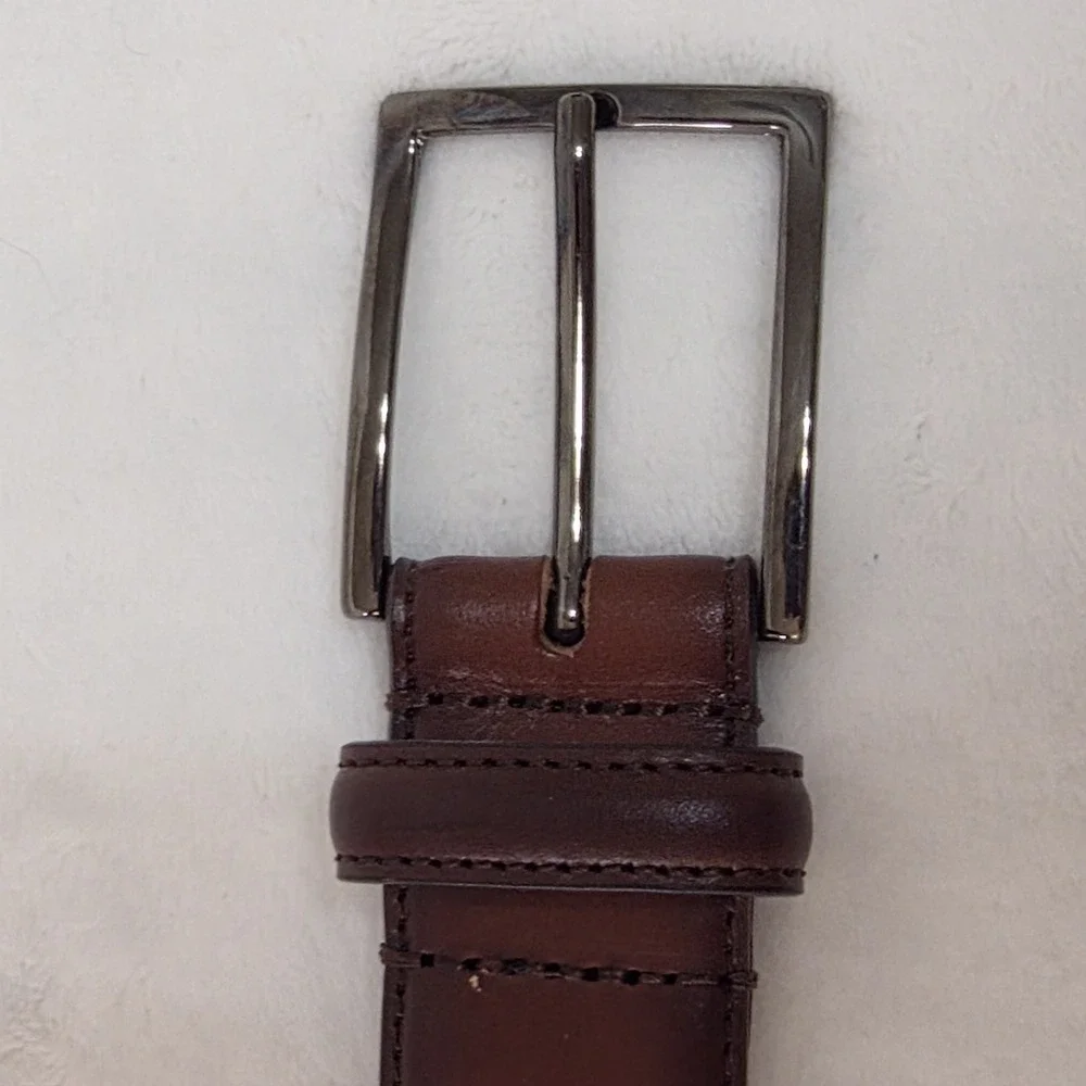 Nordstrom Men's Brown Sepia Genuine Leather Dress Belt Made in Italy Size 46 1.5